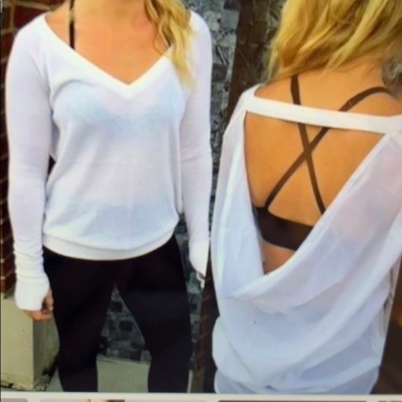 lululemon athletica Tops - Gray Lululemon V neck open back knit top